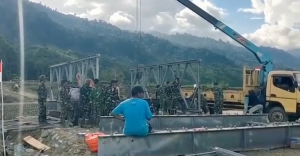 Hari Natal  2 Jembatan Bailey di Aceh Tunjukkan Progres Signifikan